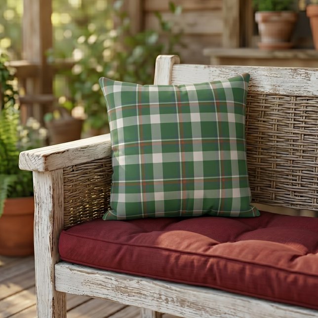 Green Red Blue White Cool Lumberjack Plaid Pattern Outdoor Pillow (Creator Uploaded)