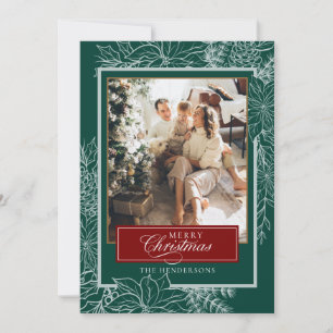 Green Red Botanical Merry Christmas Photo Holiday Card