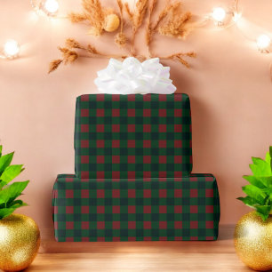 Green Red Buffalo Plaid Holiday  Wrapping Paper
