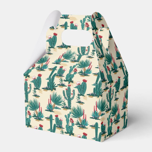 Green & Red Cactus Pattern Favor Box (Front Side)