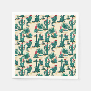 Green & Red Cactus Pattern Napkin