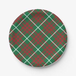 Green & Red Check Paper Plate