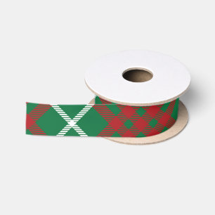 Green & Red Check Satin Ribbon