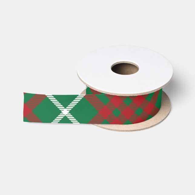 Green & Red Check Satin Ribbon (Spool)