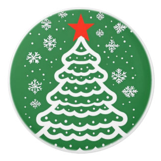 Green & Red Christmas Ceramic Knob