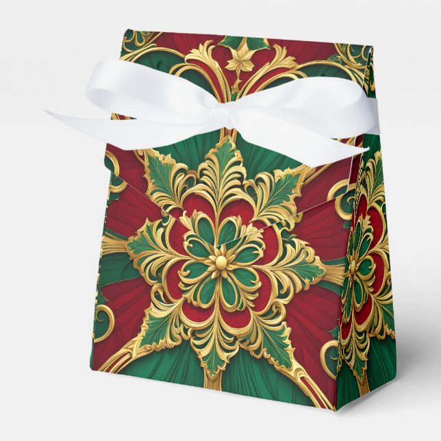 Green Red Christmas Holiday Gift Box (Front Side)