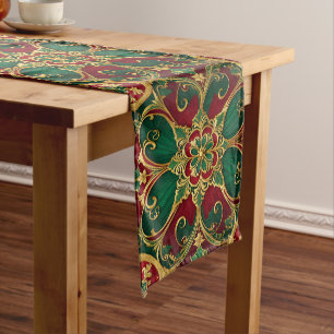 Green Red Christmas Holiday Table Runner