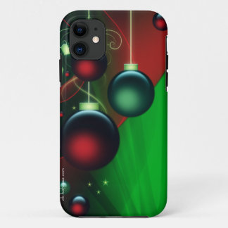 Green & Red Christmas Ornaments iPhone 11 Case