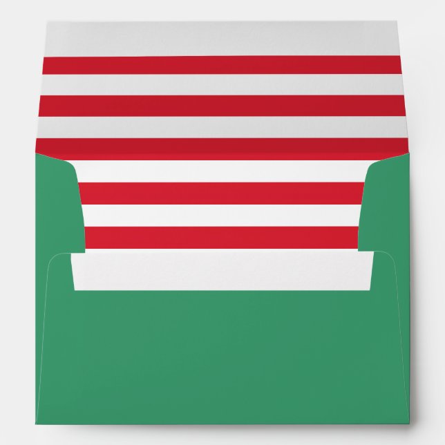 Green & Red Christmas Peppermint Lining Envelope (Back (Bottom))