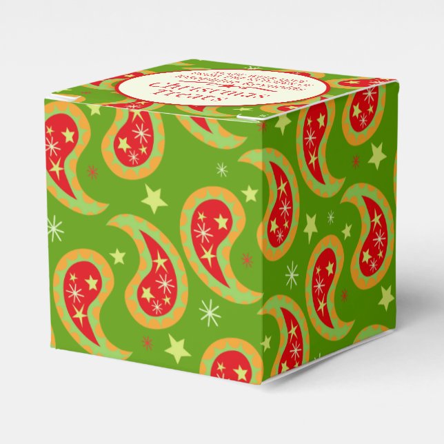 green red Christmas star paisley gift box (Front Side)