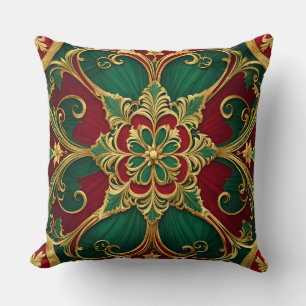 Green Red Christmas Throw Pillow