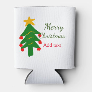 Green red christmas tree merry Christmas add name  Can Cooler