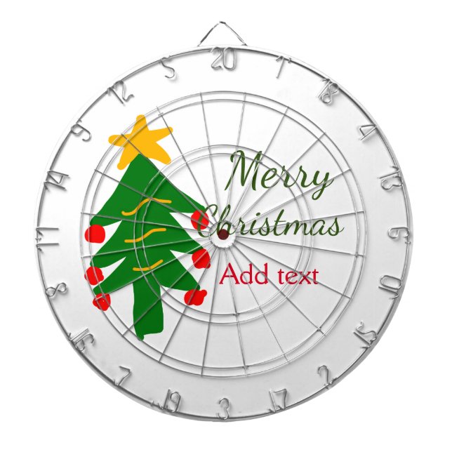 Green red christmas tree merry Christmas add name  Dartboard (Front)