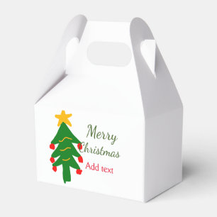 Green red christmas tree merry Christmas add name  Favor Box