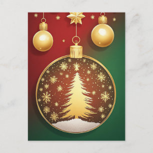 Green Red Christmas Tree Ornament Postcard