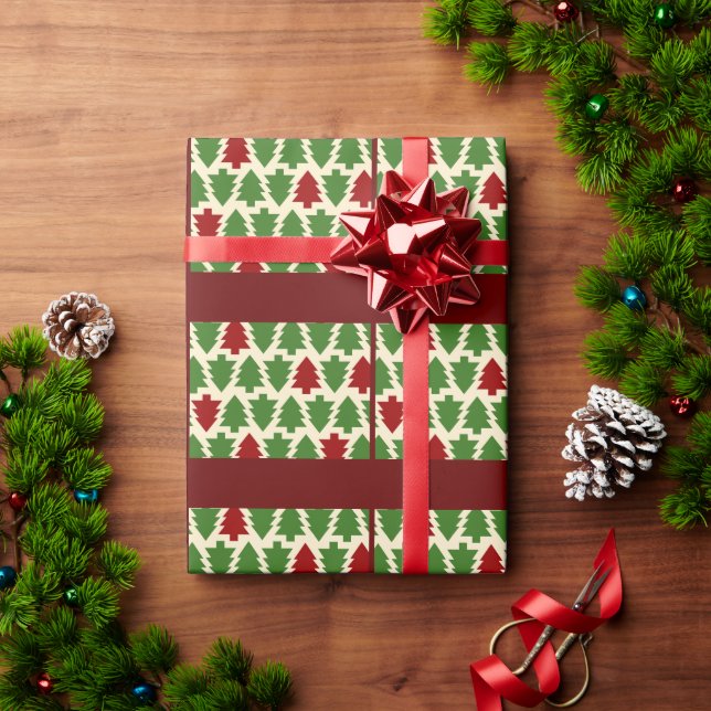 Green/Red Christmas Trees Wrapping Paper (Holiday Gift)
