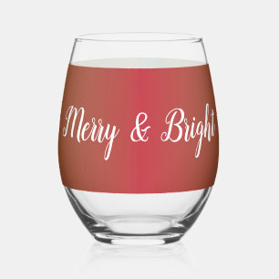 Green, Red Colour Fade Festive Holiday Christmas Stemless Wine Glass