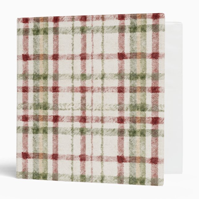 Green Red Cream Plaid Stripes Binder (Front/Inside)