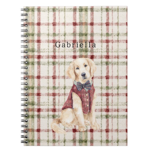 Green Red Cream Stripes Dog Notebook (Front)