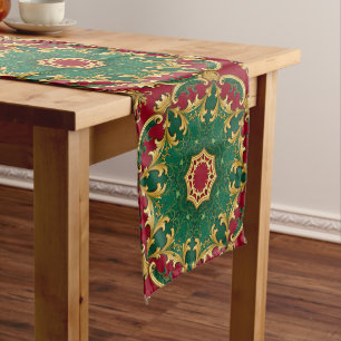 Green Red Decorative Holiday Table Runner