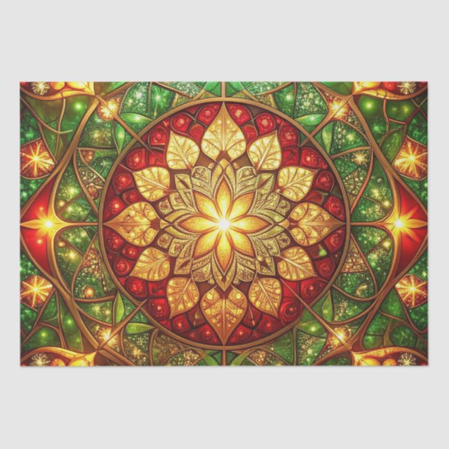 Green Red Decorative Holiday Tissue Paper (Front)