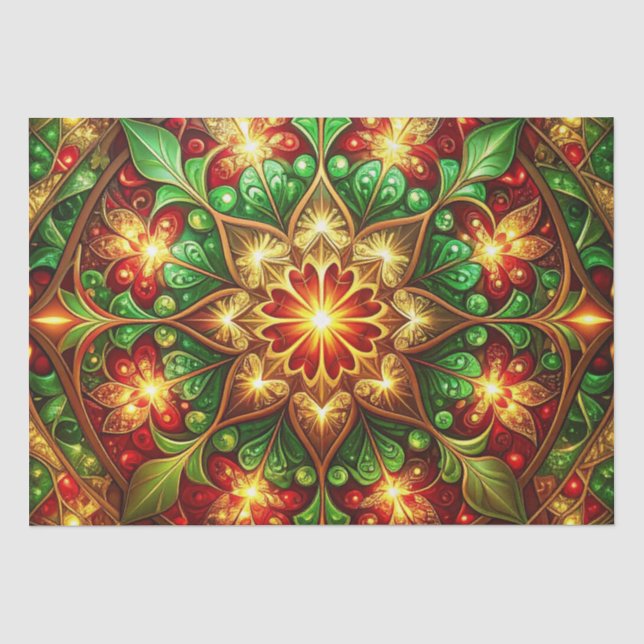 Green Red Decorative Holiday Tissue Paper (Front)