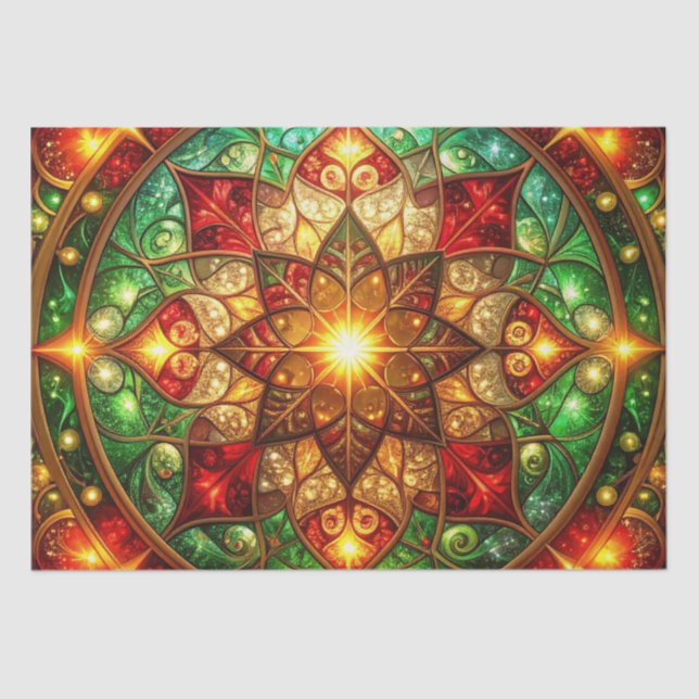 Green Red Decorative Holiday Tissue Paper (Front)