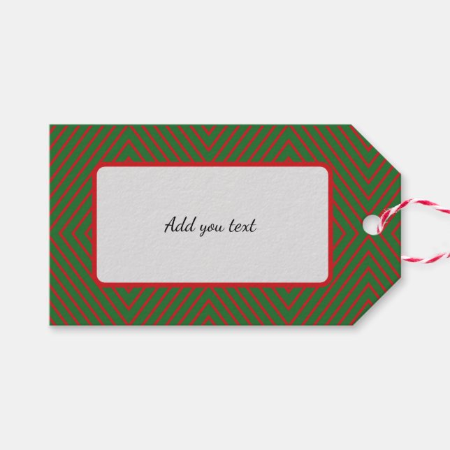 Green & Red Diagonal Lines Gift Tags (Front (Horizontal))