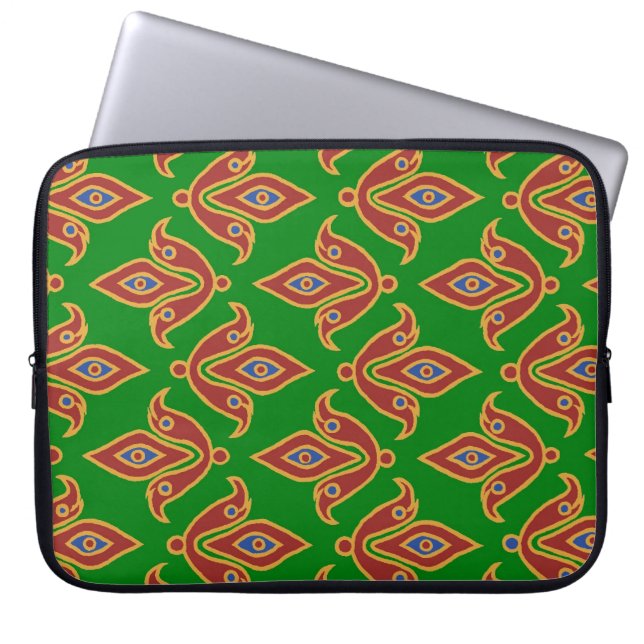 Green, Red, Fleur-de-lys 15" Laptop Sleeve (Front)