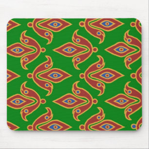 Green, Red, Fleur-de-lys Mousepad
