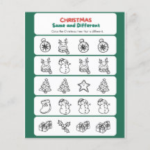 Green Red Fun Christmas Same and Different
