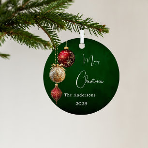 Green red gold baubles Christmas Metal Ornament