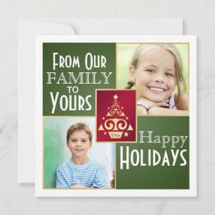 Green, Red, Gold Christmas Tree Christmas Card