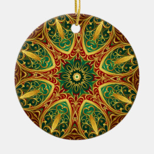 Green Red Gold Decorative Christmas Holiday Ceramic Ornament