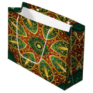Green Red Gold Decorative Holiday Gift Bag