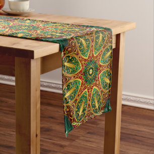 Green Red Gold Decorative Holiday Table Runner