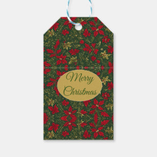 Green Red Gold, Holly and Amaryllis Christmas Gift Tags