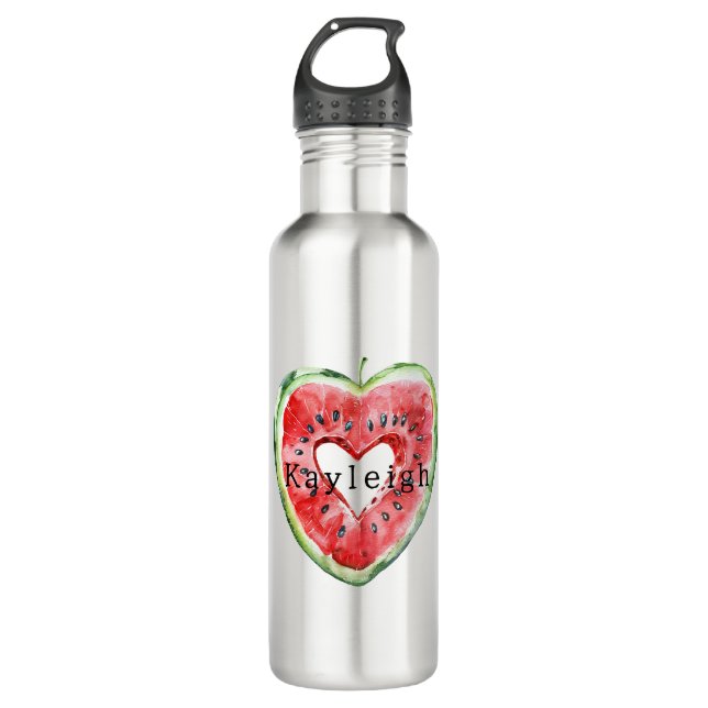 Green Red Heart Watermelon Birthday 710 Ml Water Bottle (Front)