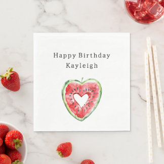 Green Red Heart Watermelon Birthday Napkin