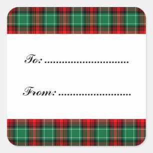 Green Red Holiday Plaid Custom Gift Stickers