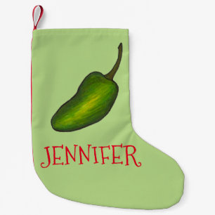 Green Red Hot Jalapeño Pepper Vegetable Veggie Small Christmas Stocking