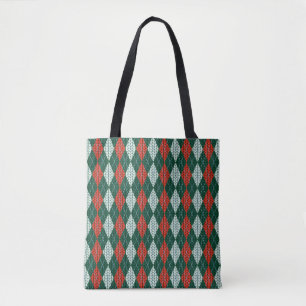 Green & Red Knit-Look All-Over-Print Tote Bag