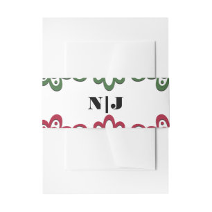 Green & Red Lace Elegant Fiesta Wedding Invitation Belly Band