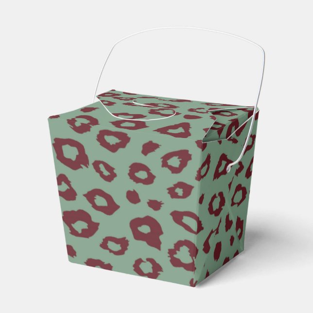 Green Red Leopard Print Favor Box (Front Side)