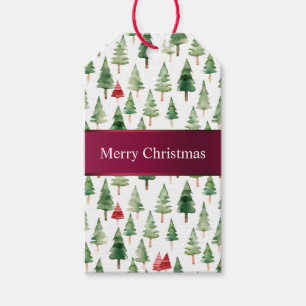 Green Red Merry Christmas Trees  Gift Tags