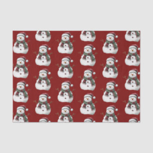 Green Red Merry Christmas Trees Snowman Tissue Paper