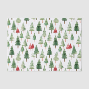 Green Red Merry Christmas Trees Tissue Paper