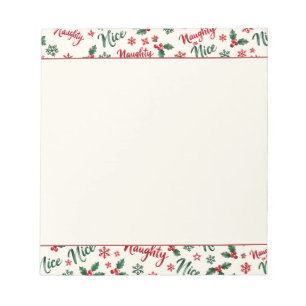Green Red Naughty or Nice Christmas Notepad