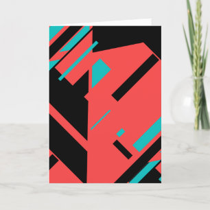 Green Red on Black Abstract Geometric Design Card