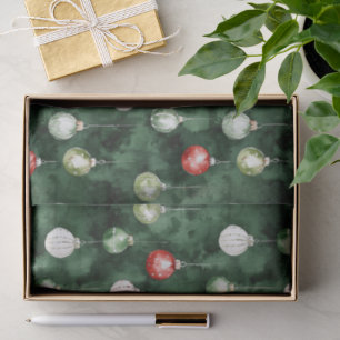 Green Red Ornaments Christmas Tissue Paper